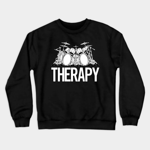 Drummers Therapy Drum Set Cartoon Illustration Crewneck Sweatshirt by hobrath